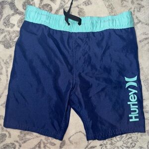 Hurley Swim Shorts Youth 4 Lined Draw String Teal‎ Min Blue Beach